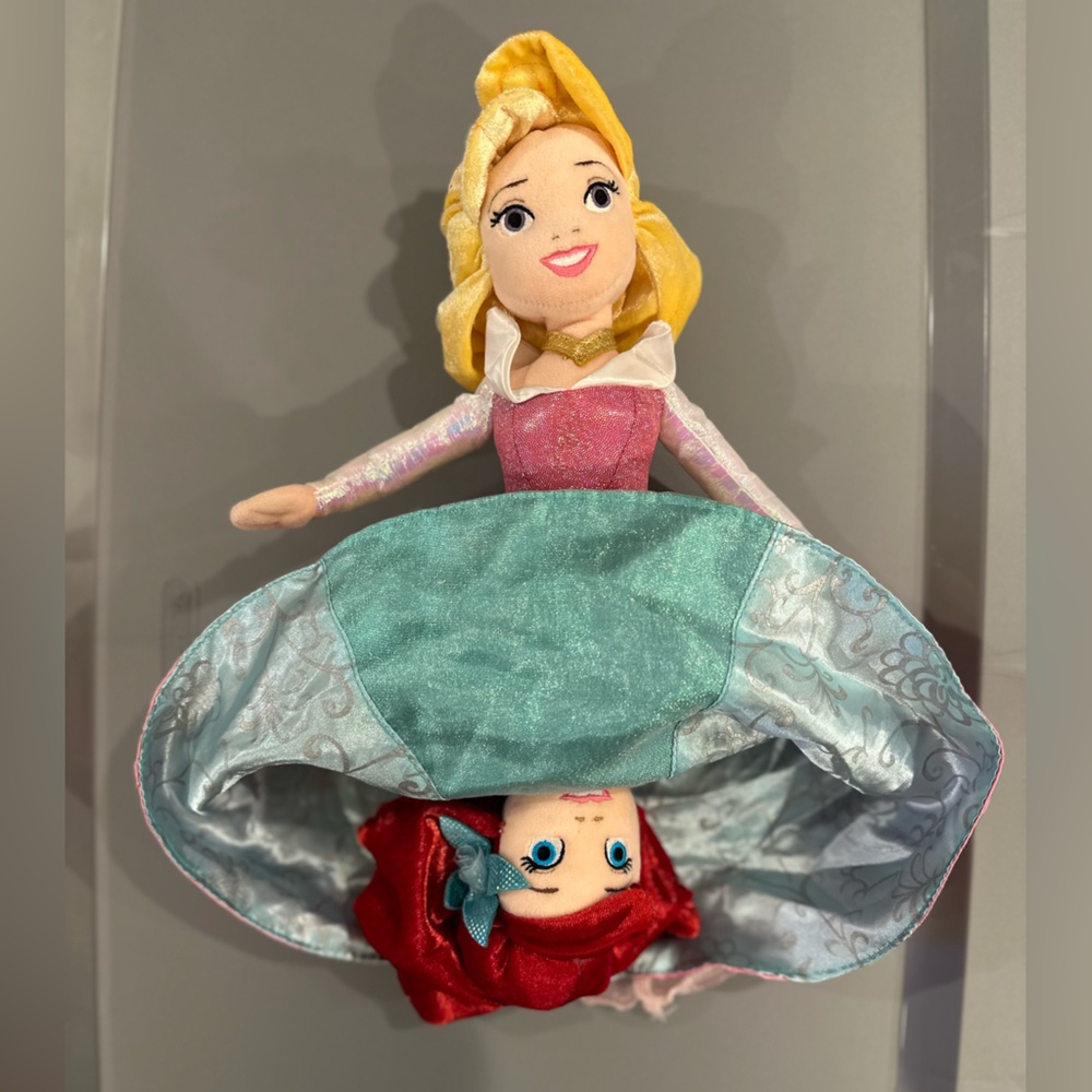 Rare Disney Parks Vintage Princess reversible, doll Sleeping Beauty and Ariel!